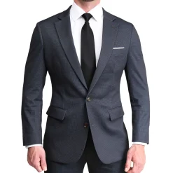 State and Liberty Athletic Fit Stretch Suit - Charcoal Microcheck| Suits