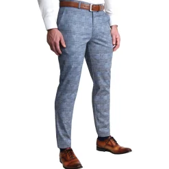 State and Liberty Athletic Fit Stretch Suit Pants - Knit Light Blue, Navy and White Plaid| Suit Pants|Dress Pants