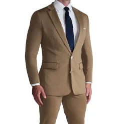 State and Liberty Athletic Fit Stretch Suit - Solid Dark Tan| Suits