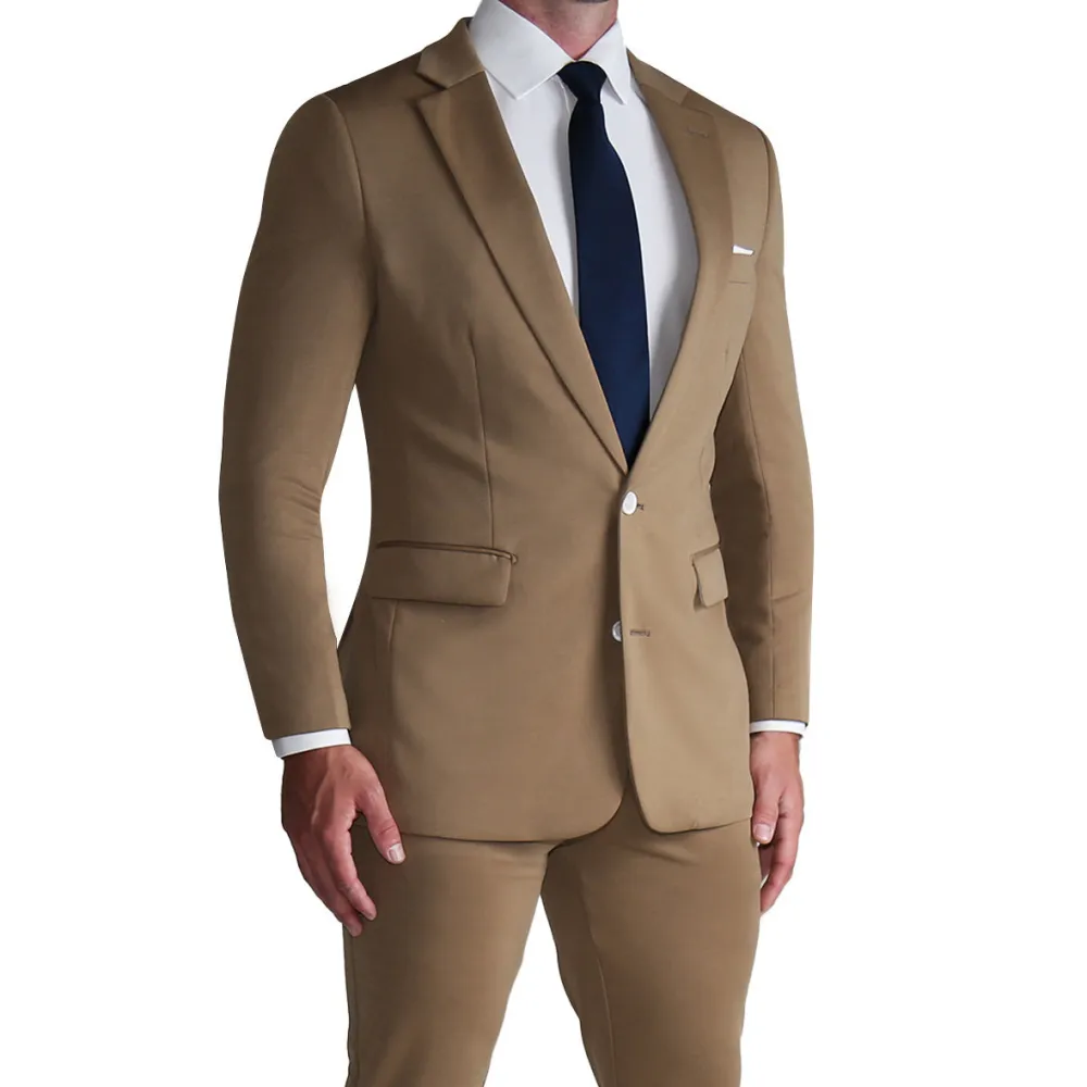 State and Liberty Athletic Fit Stretch Suit - Solid Dark Tan| Suits