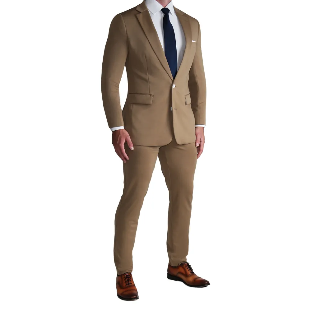 State and Liberty Athletic Fit Stretch Suit - Solid Dark Tan| Suits