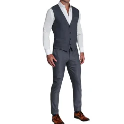 State and Liberty Athletic Fit Stretch Suit Vest - Heathered Grey| Vests