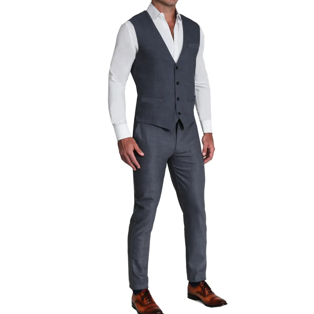 State and Liberty Athletic Fit Stretch Suit Vest - Heathered Grey| Vests
