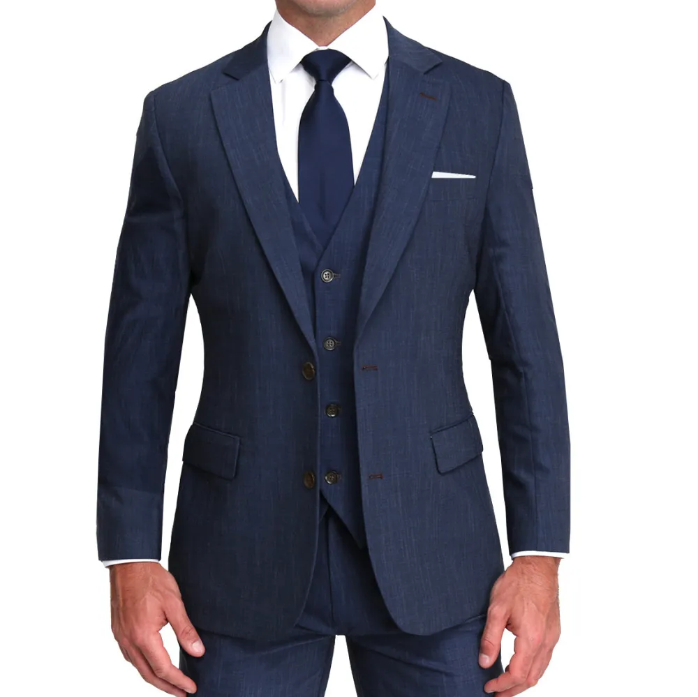 State and Liberty Athletic Fit Stretch Suit - Heathered Navy| Suits