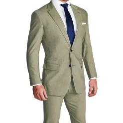 State and Liberty Athletic Fit Stretch Suit - Heathered Olive| Suits