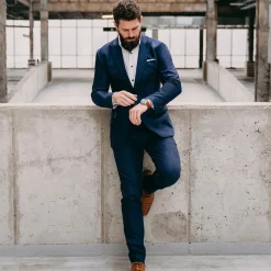 State and Liberty Athletic Fit Stretch Suit Pants - Heathered Navy| Tech Chinos|Suit Pants