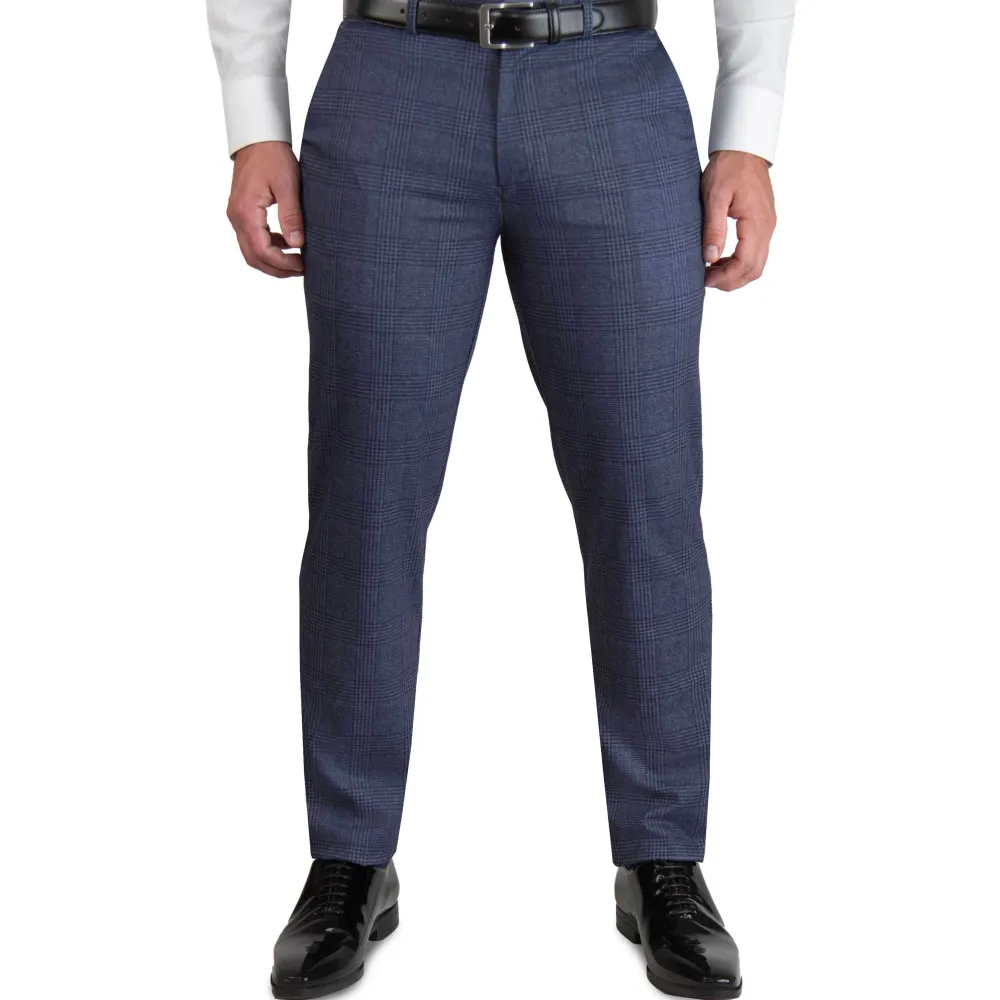 State and Liberty Athletic Fit Stretch Suit Pants - Storm Blue & Navy Plaid| Tech Chinos|Suit Pants