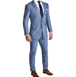 State and Liberty Athletic Fit Stretch Suit - Heathered Light Blue| Suits