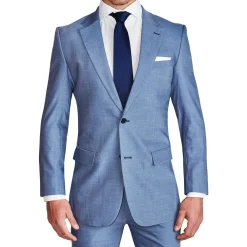 State and Liberty Athletic Fit Stretch Suit - Heathered Light Blue| Suits