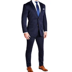 State and Liberty Athletic Fit Stretch Suit Pants - Blue Plaid| Tech Chinos|Suit Pants