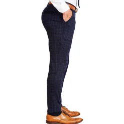 State and Liberty Athletic Fit Stretch Suit Pants - Blue Plaid| Tech Chinos|Suit Pants