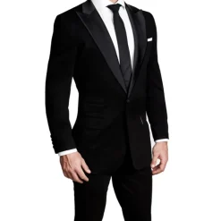 State and Liberty Athletic Fit Stretch Tuxedo - Black with Peak Lapel| Suits|Tuxedos