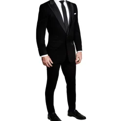 State and Liberty Athletic Fit Stretch Tuxedo - Black with Peak Lapel| Suits|Tuxedos