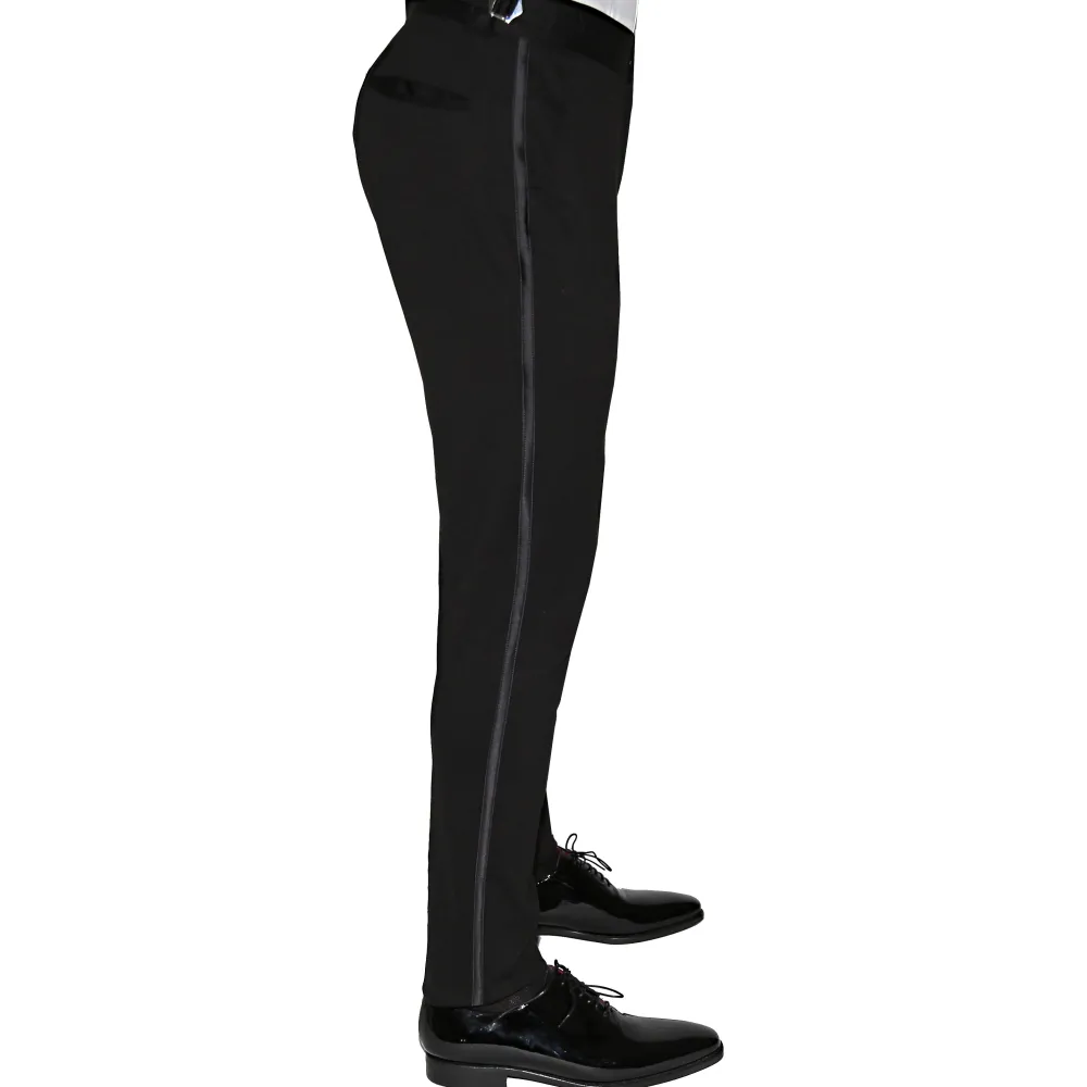 State and Liberty Athletic Fit Stretch Tuxedo - Black with Peak Lapel| Suits|Tuxedos