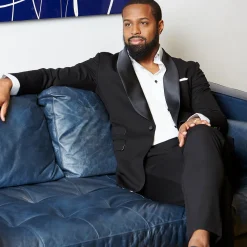 State and Liberty Athletic Fit Stretch Tuxedo - Black with Shawl Lapel| Tuxedos|Suits