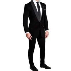 State and Liberty Athletic Fit Stretch Tuxedo - Black with Shawl Lapel| Tuxedos|Suits