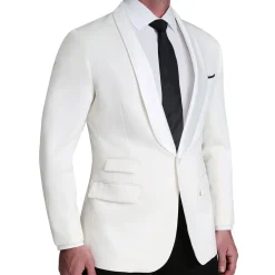State and Liberty Athletic Fit Stretch Tuxedo Jacket - White with White Shawl Lapel| Tuxedos|Blazers