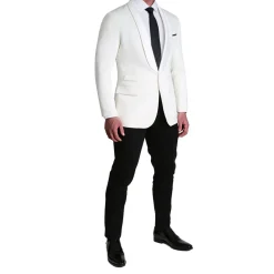 State and Liberty Athletic Fit Stretch Tuxedo Jacket - White with White Shawl Lapel| Tuxedos|Blazers