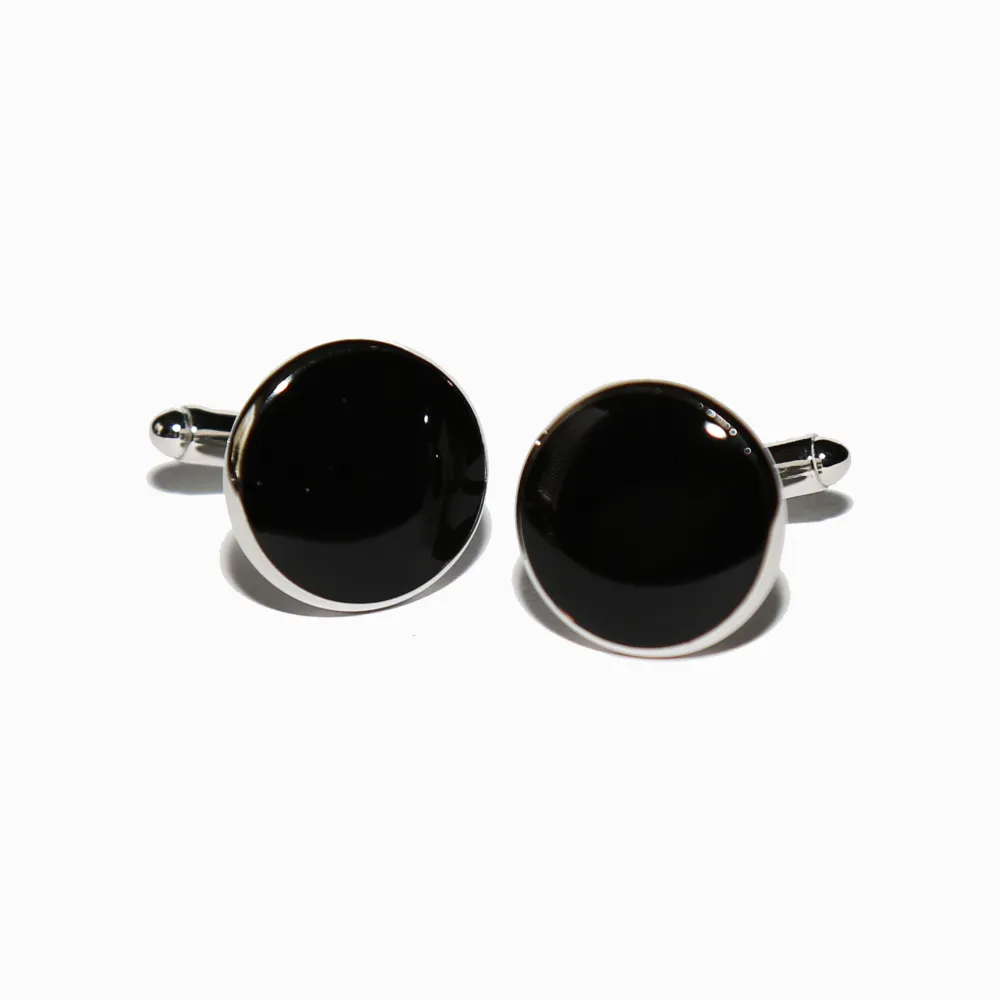 State and Liberty Black Circle Cuff Links| Accessories