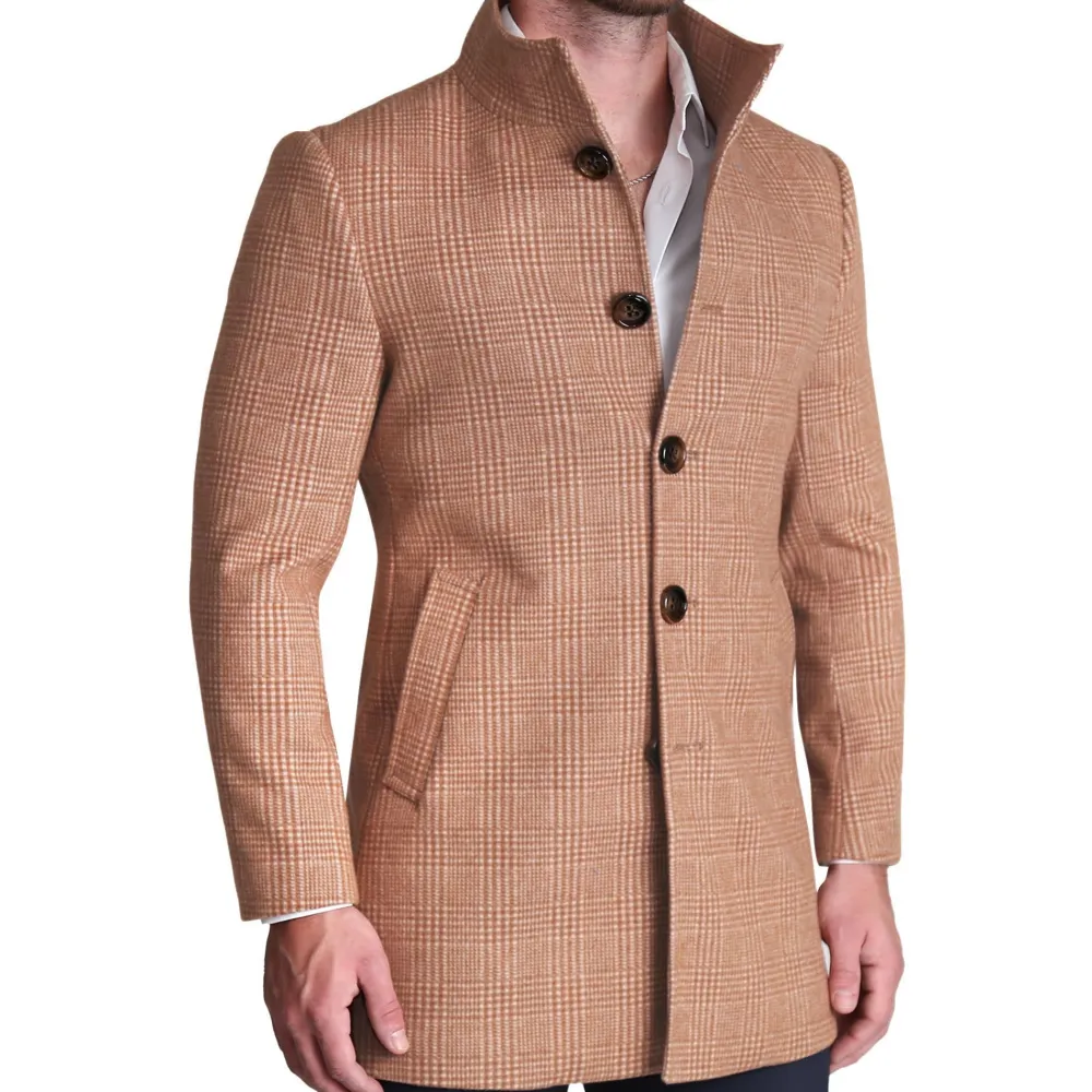 State and Liberty Bronze Plaid Open Button Overcoat| Coats & Jackets
