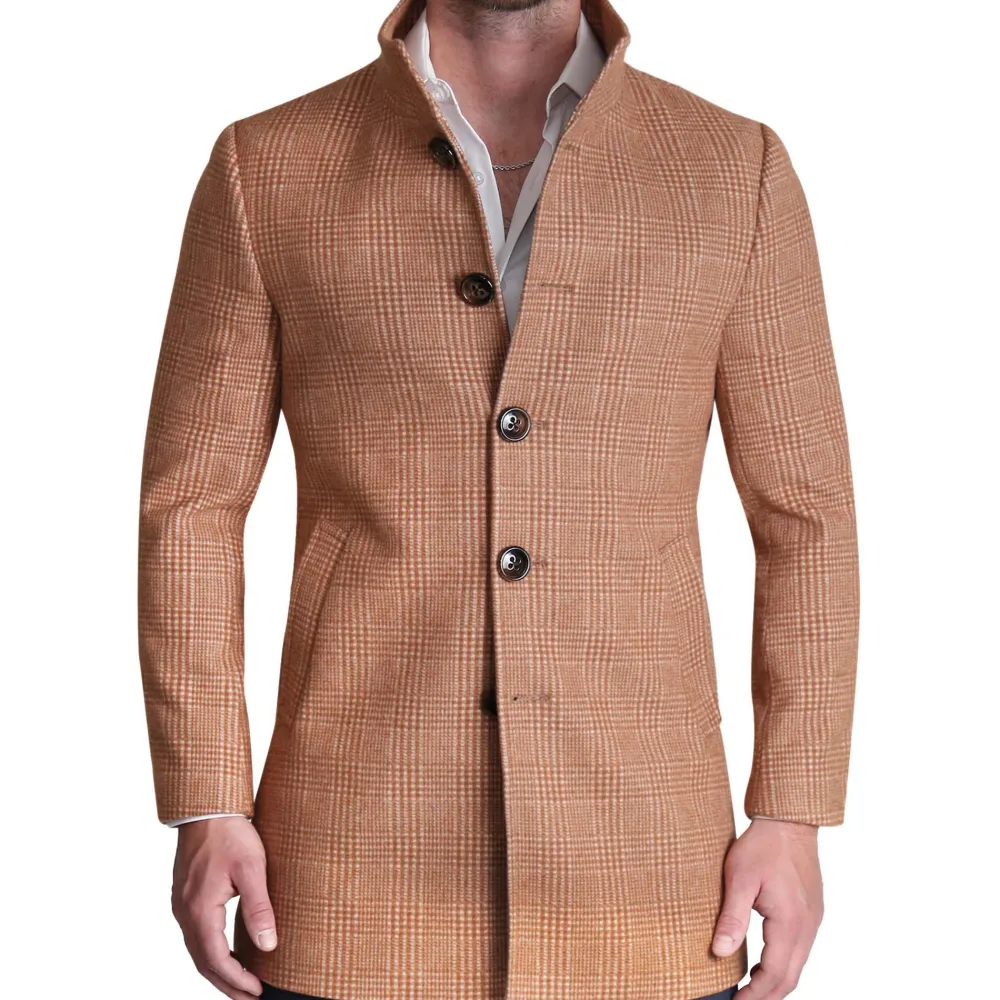 State and Liberty Bronze Plaid Open Button Overcoat| Coats & Jackets