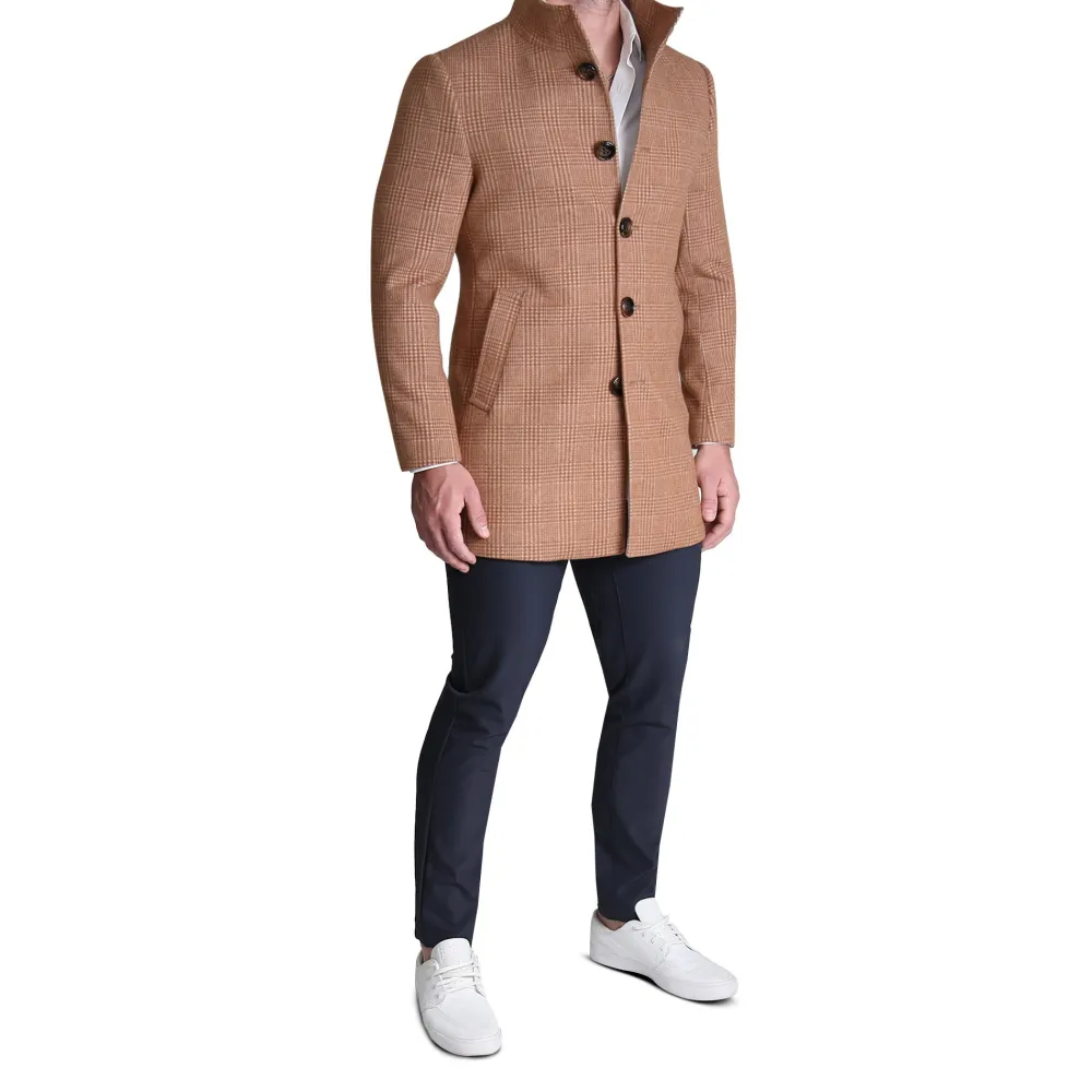 State and Liberty Bronze Plaid Open Button Overcoat| Coats & Jackets