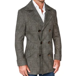 State and Liberty Brown Plaid Double-Breasted Overcoat| Coats & Jackets