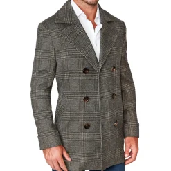 State and Liberty Brown Plaid Double-Breasted Overcoat| Coats & Jackets