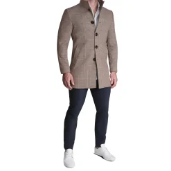 State and Liberty Brown Plaid Open Button Overcoat| Coats & Jackets
