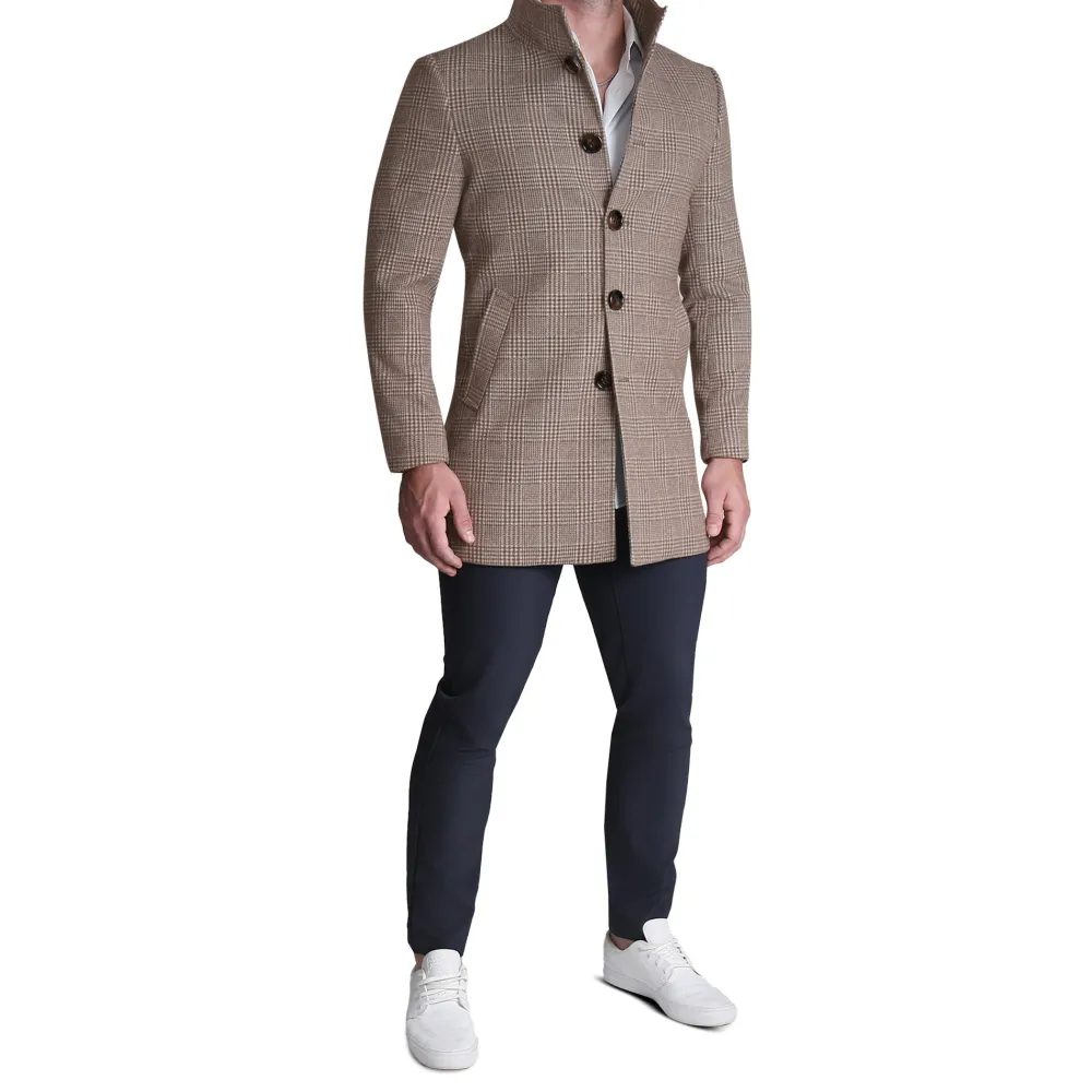 State and Liberty Brown Plaid Open Button Overcoat| Coats & Jackets