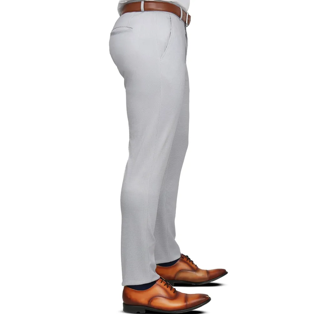 State and Liberty Brushed Tech Suit Pant - Light Grey Microcheck| Tech Chinos|Suit Pants