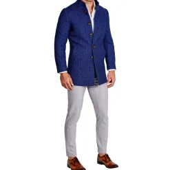 State and Liberty Cobalt Herringbone Open Button Overcoat| Coats & Jackets