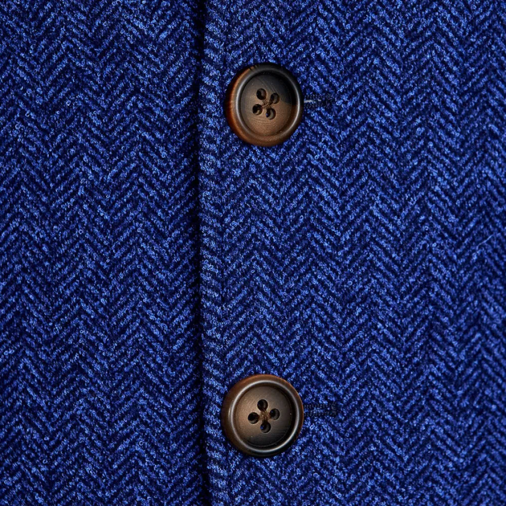 State and Liberty Cobalt Herringbone Open Button Overcoat| Coats & Jackets