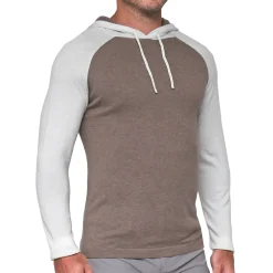 State and Liberty Knit Cotton-Silk Blend Hoodie - White & Brown| Quarter Zips & Hoodies