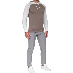 State and Liberty Knit Cotton-Silk Blend Hoodie - White & Brown| Quarter Zips & Hoodies