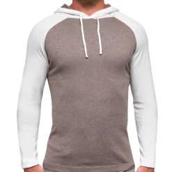 State and Liberty Knit Cotton-Silk Blend Hoodie - White & Brown| Quarter Zips & Hoodies