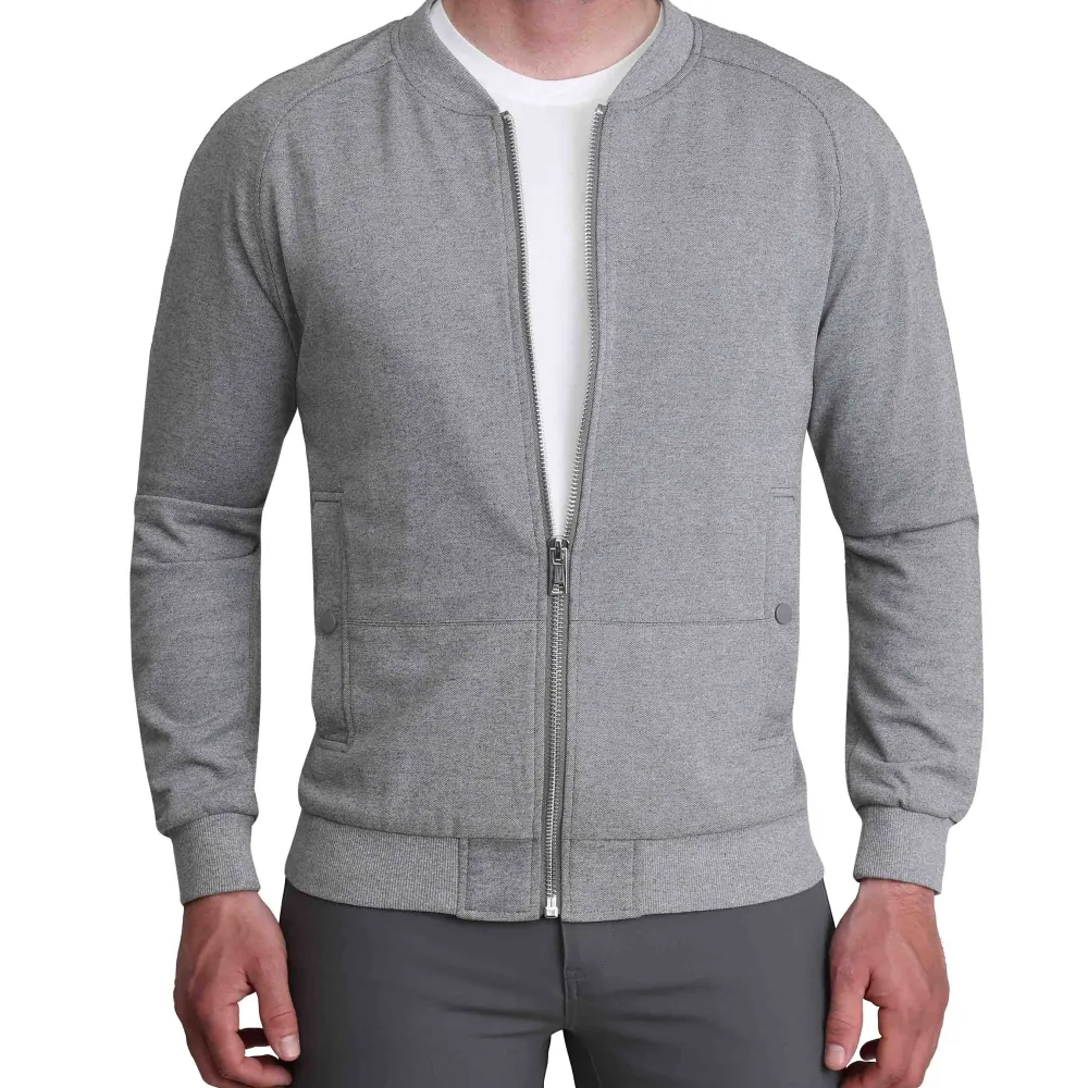 State and Liberty Knit Stretch Bomber - Grey| Coats & Jackets