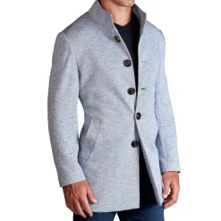 State and Liberty Light Blue Herringbone Overcoat| Coats & Jackets