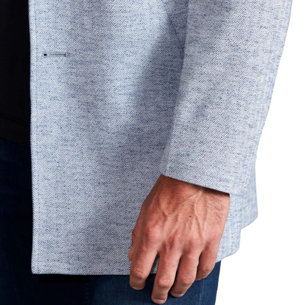 State and Liberty Light Blue Herringbone Overcoat| Coats & Jackets