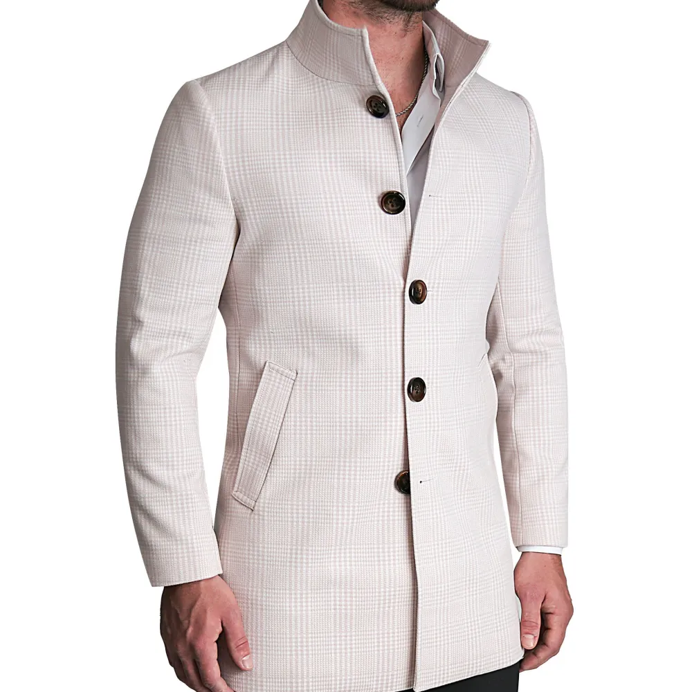 State and Liberty Light Tan Plaid Open Button Overcoat| Coats & Jackets