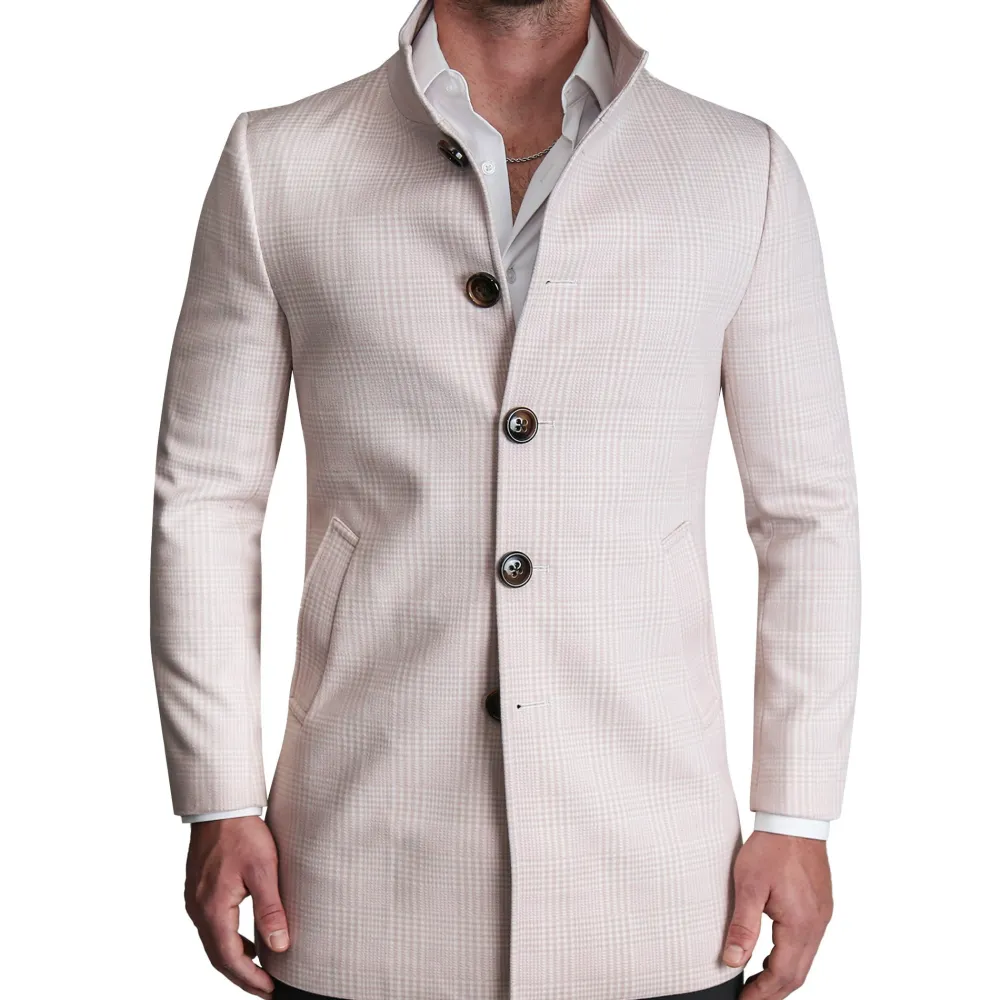 State and Liberty Light Tan Plaid Open Button Overcoat| Coats & Jackets