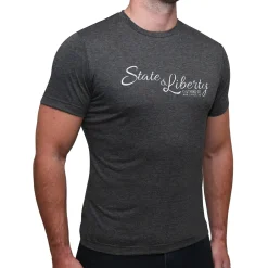 State and Liberty Logo T-Shirt - Charcoal| T-shirts|Polos