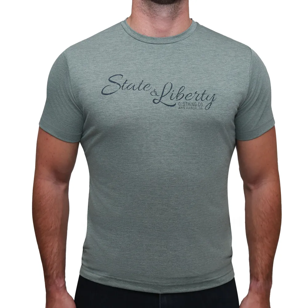State and Liberty Logo T-Shirt - Olive| T-shirts|Polos