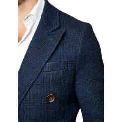 State and Liberty Navy Plaid Double-Breasted Overcoat| Coats & Jackets