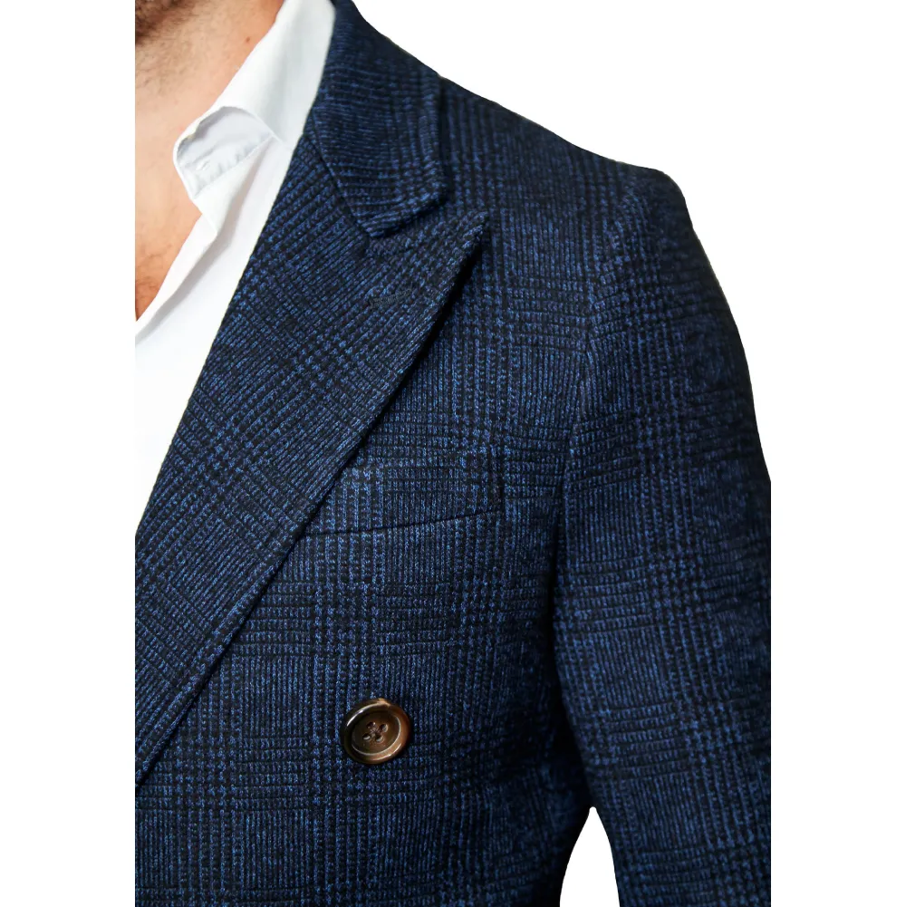 State and Liberty Navy Plaid Double-Breasted Overcoat| Coats & Jackets