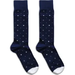 State and Liberty Navy with White Circles Dress Socks| Accessories