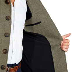 State and Liberty Olive Herringbone Open Button Overcoat| Coats & Jackets