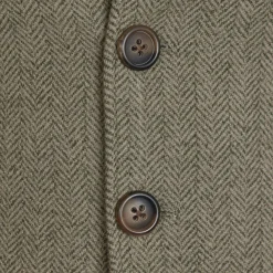 State and Liberty Olive Herringbone Open Button Overcoat| Coats & Jackets