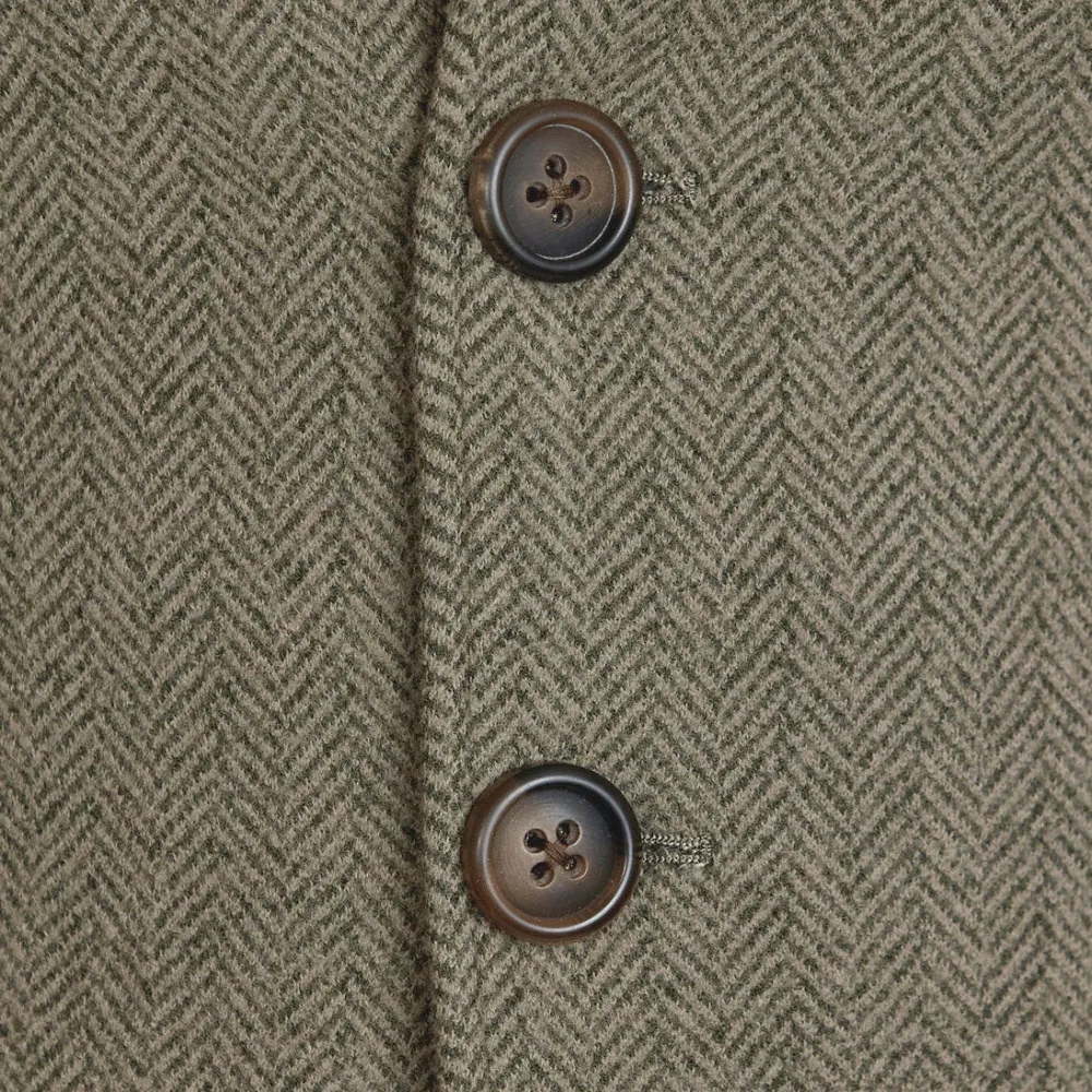 State and Liberty Olive Herringbone Open Button Overcoat| Coats & Jackets