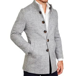 State and Liberty Open Button Overcoat - Grey Herringbone| Coats & Jackets